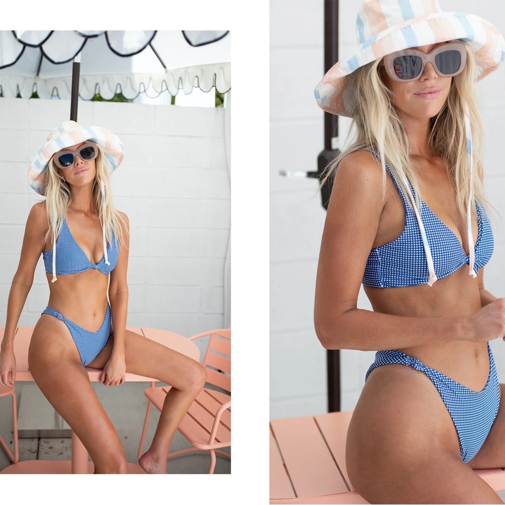 Statue x Salty Blonde Blue Gingham Bikini Set